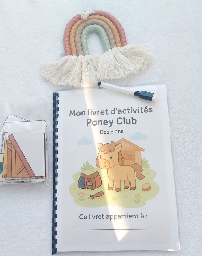 Mon livret d’activités – Poney Club dès 3 ans | Livre éducatif plastifié et réutilisable