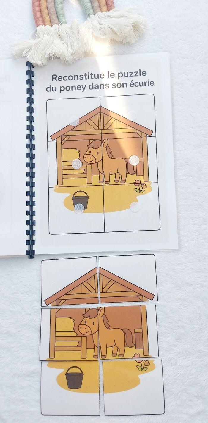Mon livret d’activités – Poney Club dès 3 ans | Livre éducatif plastifié et réutilisable
