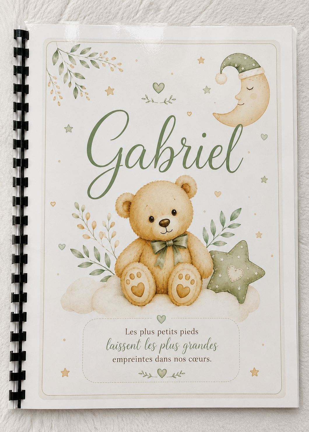 Carnet de suivi bébé garçon personnalisé – 30 pages