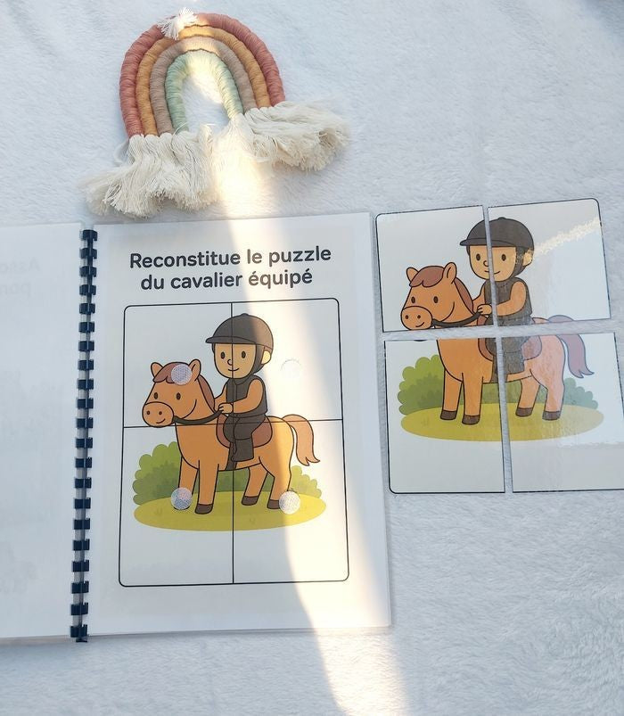 Mon livret d’activités – Poney Club dès 3 ans | Livre éducatif plastifié et réutilisable