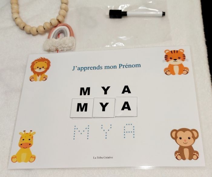 J’apprends mon prénom – Planche prénom personnalisée à scratch (Thème Jungle ou Licorne)