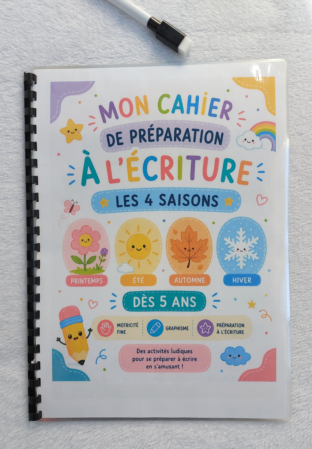 Livret d'activités réutilisable Les 4 saisons - Dès 5 ans | Feutre inclus