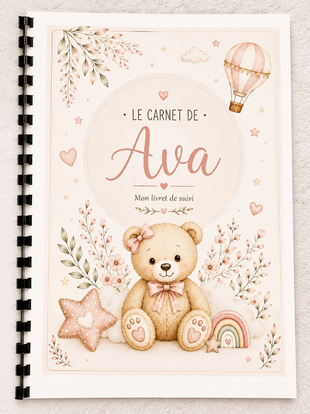 Carnet de suivi bébé fille personnalisé – 30 pages