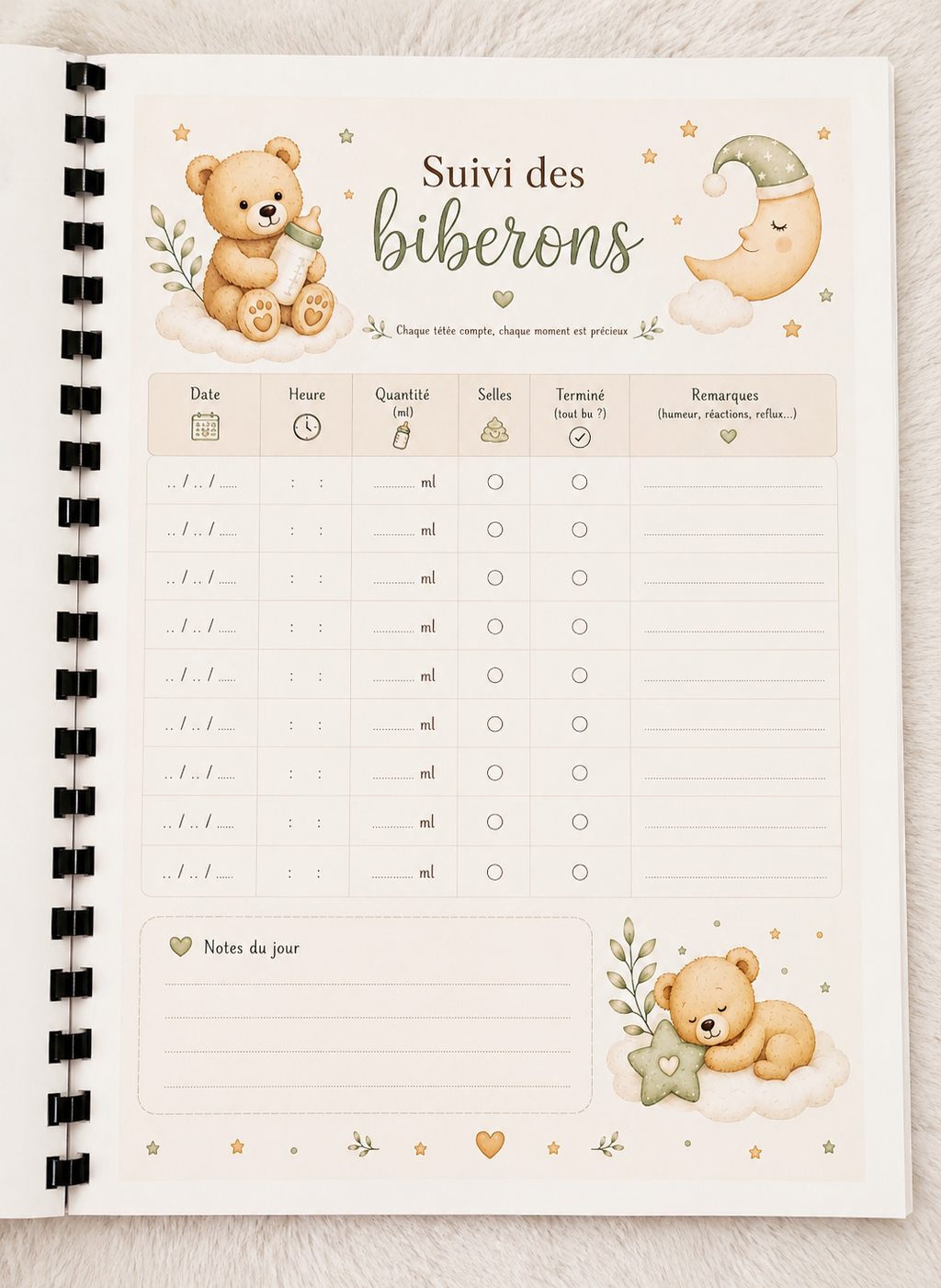 Carnet de suivi bébé garçon personnalisé – 30 pages