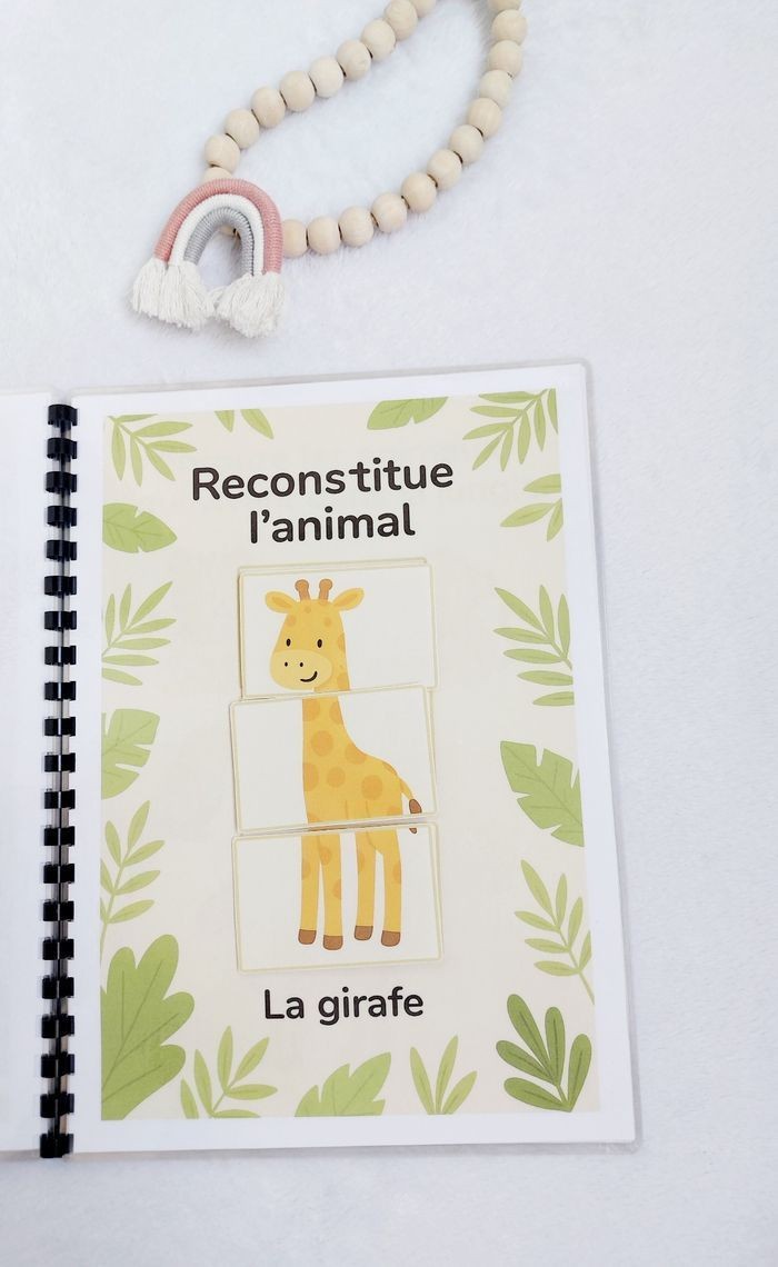 Mon livret d’activités – Thème Jungle dès 2 ans | Livre éducatif plastifié et réutilisable